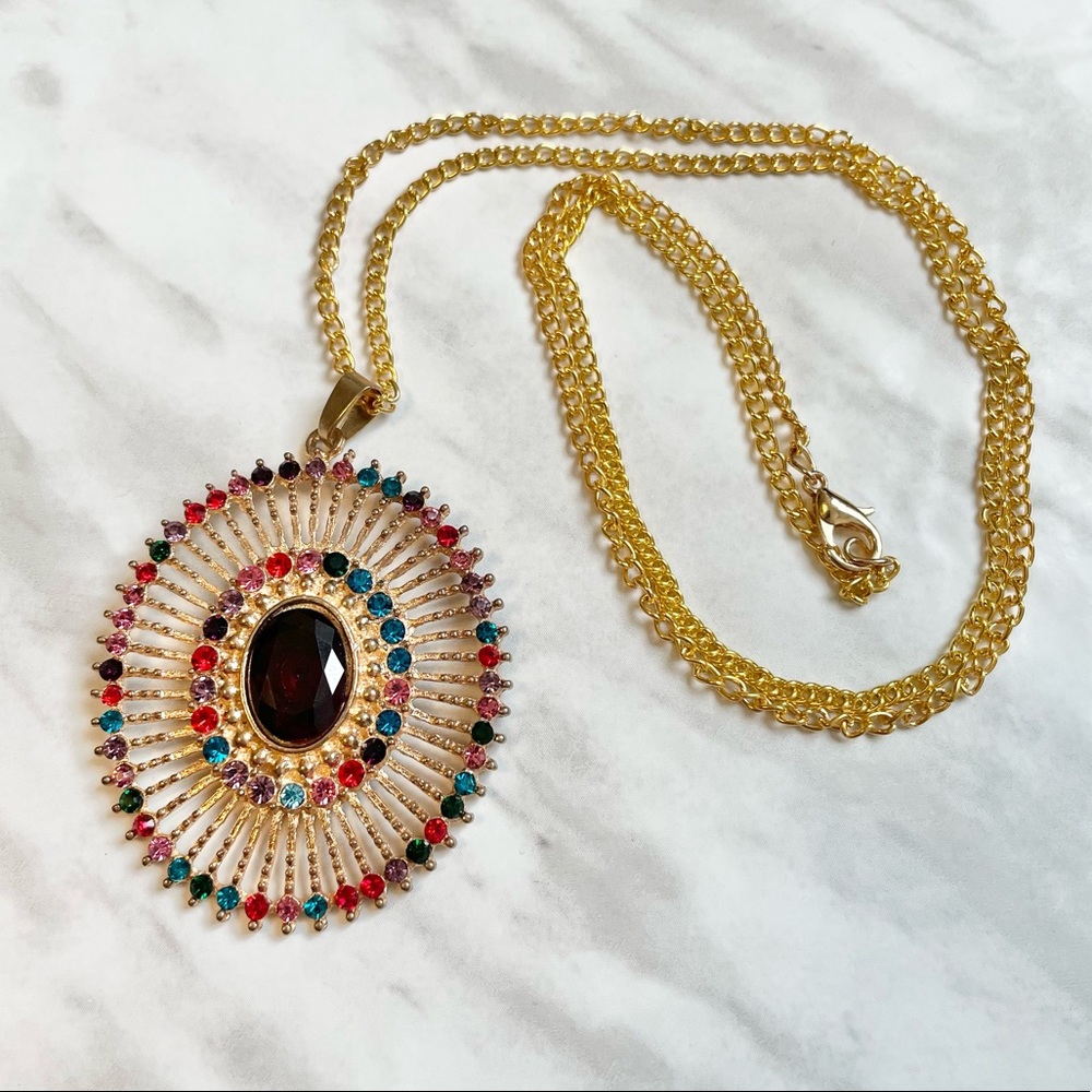 🎉 New Gold Plated Crystal Pendant Necklace